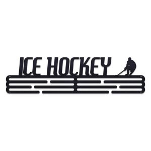 Ice Hockey Medal Hanger Display Wall Rack Frame With 12 Hooks for Hokcey Lover, Rugby