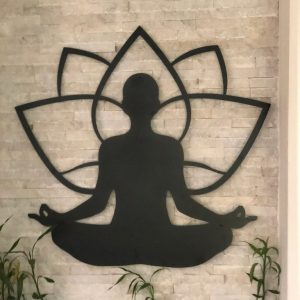 Lotus Flower With Yoga Sign Decor for Studio Laser Cut Metal Signs Gift for Yoga Lover