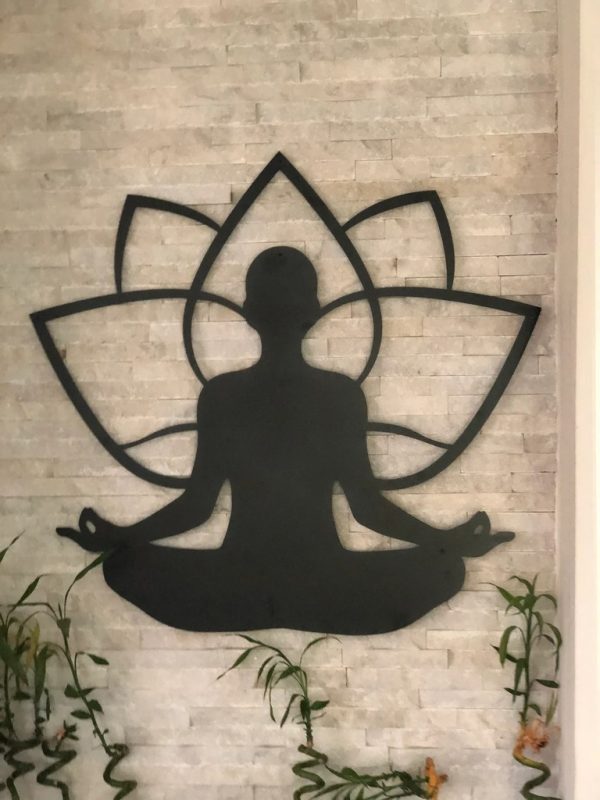 Lotus Flower With Yoga Sign Decor for Studio Laser Cut Metal Signs Gift for Yoga Lover