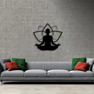 Lotus Flower With Yoga Sign Decor for Studio Laser Cut Metal Signs Gift for Yoga Lover 3