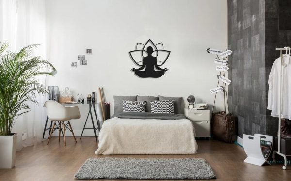 Lotus Flower With Yoga Sign Decor for Studio Laser Cut Metal Signs Gift for Yoga Lover