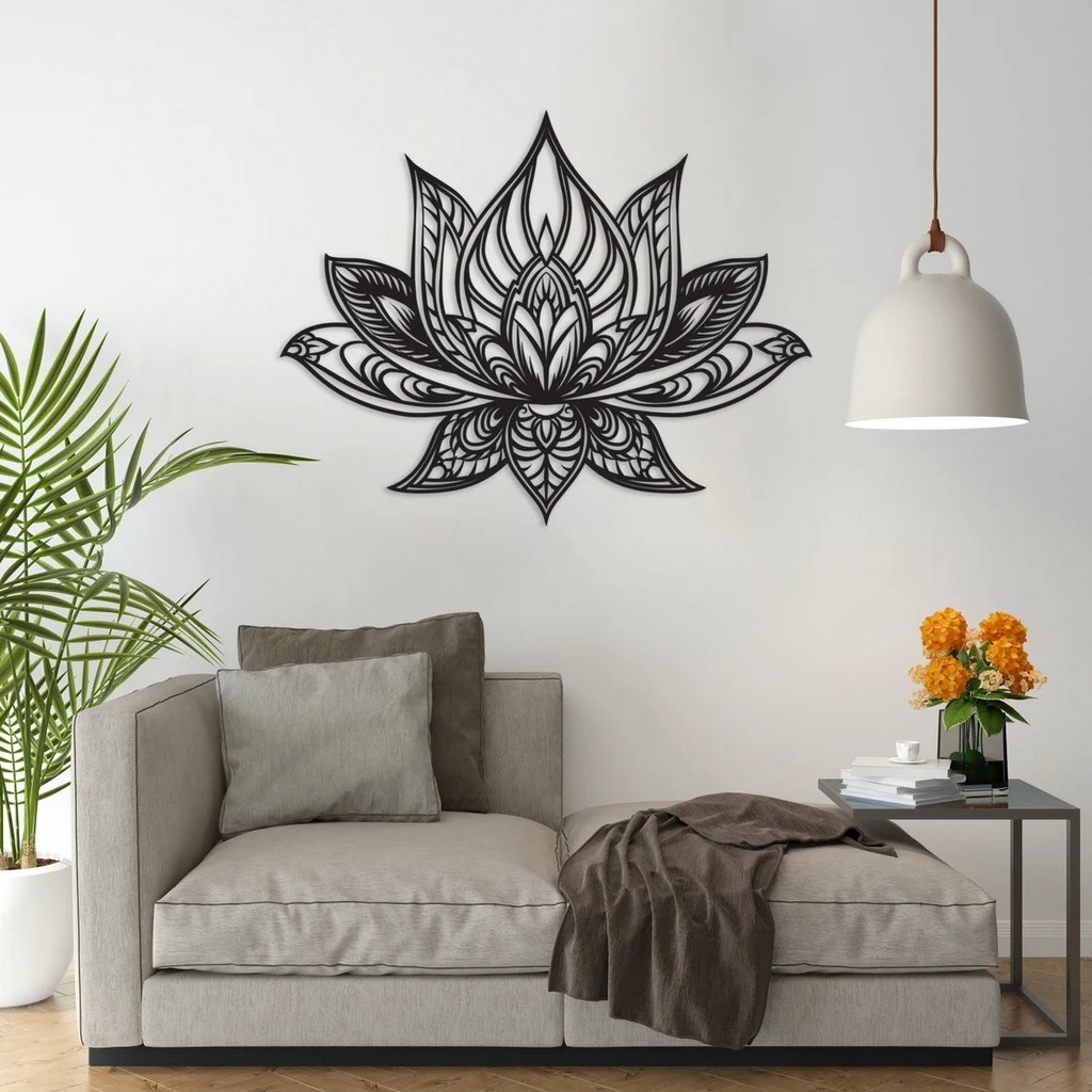Lotus Mandala Metal Art Laser Cut Metal Signs Dcor for Room Gift for Yoga Lover