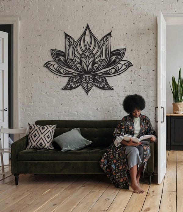 Lotus Mandala Metal Art Laser Cut Metal Signs Dcor for Room Gift for Yoga Lover