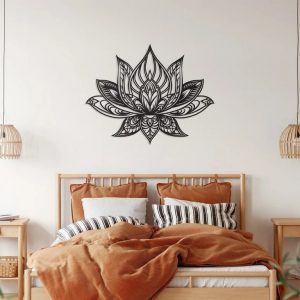 Lotus Mandala Metal Art Laser Cut Metal Signs Dcor for Room Gift for Yoga Lover 4