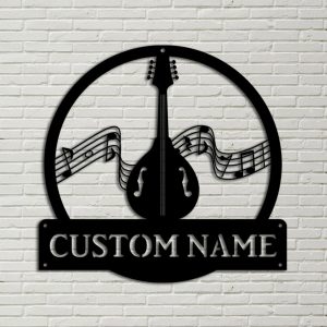 Mandolin Metal Art Personalized Metal Name Signs Music Room Decor Musical Instrument Gift