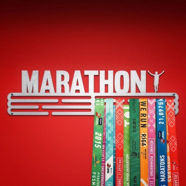 Marathon Medal Hanger Display Wall Rack Frame With 12 Hooks Gift for Marathon Lover