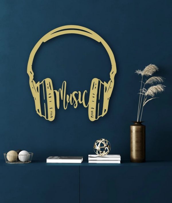 Music Headphone Metal Art Laser Cut Metal Sign Music Room Decor