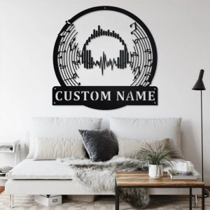 Music Headphone Metal Art Personalized Metal Name Sign Music Studio Decor 3