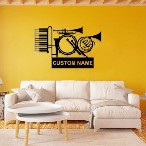 Music Instrument Metal Art Personalized Metal Name Sign Decor Home Gift for Music Lover 3