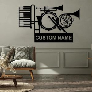 Music Instrument Metal Art Personalized Metal Name Sign Decor Home Gift for Music Lover 4