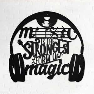 Music Is The Strongest Form of Magic Music Headphone Metal Sign Music Studio Decor 1