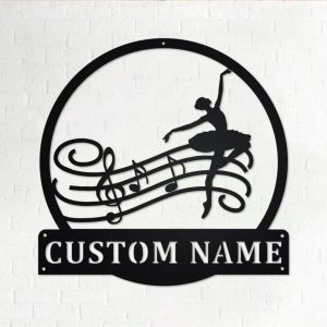 Music Notes Ballet Metal Art Personalized Metal Name Sign Music Studio Decor 1