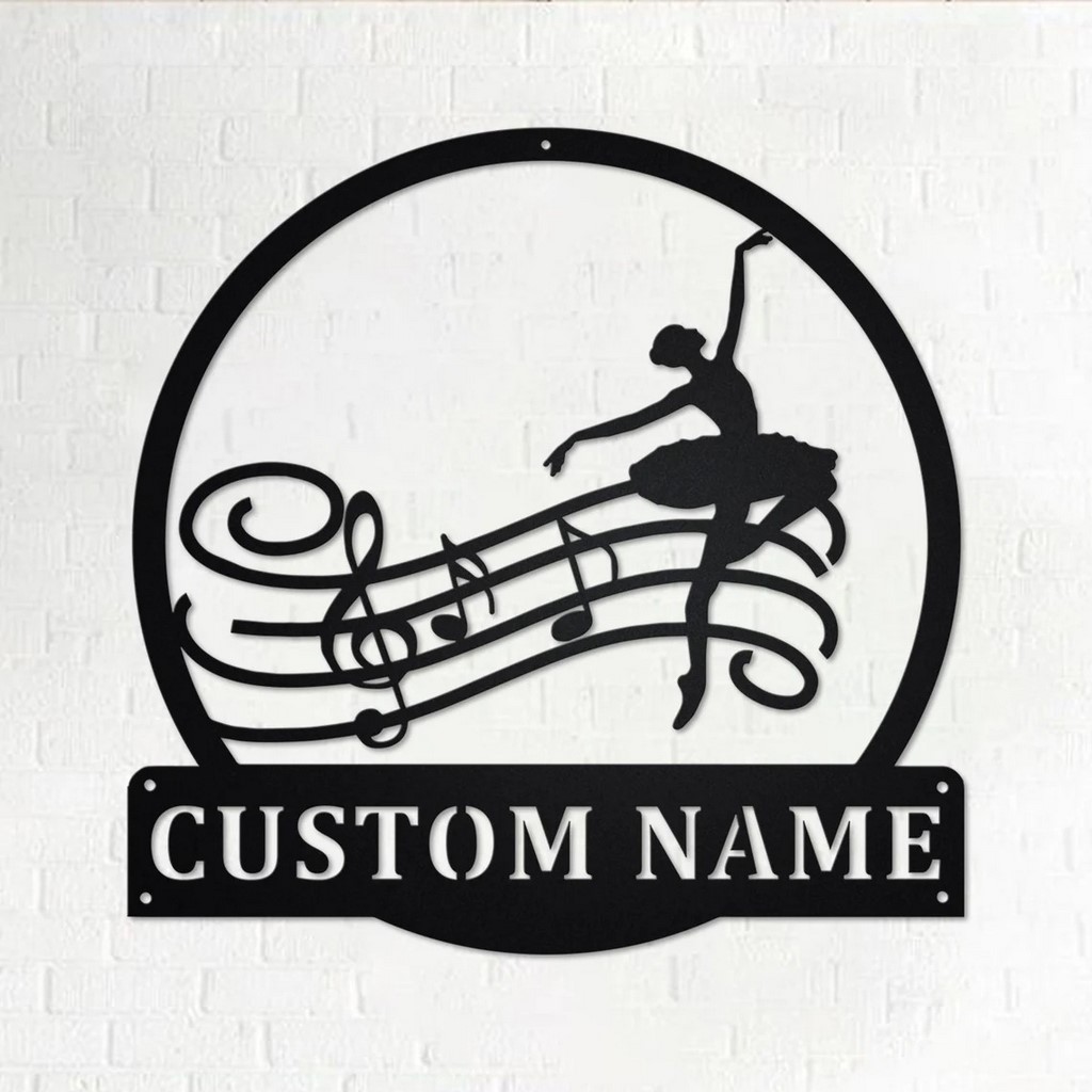 Music Notes Ballet Metal Art Personalized Metal Name Sign Music Studio Decor