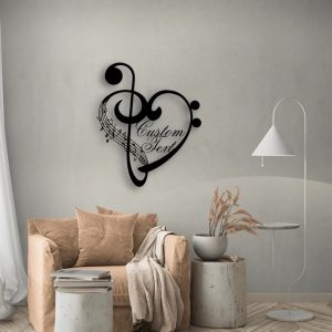 Music Notes Metal Art Personalized Metal Name Sign Decor Room Gift for Music Lover