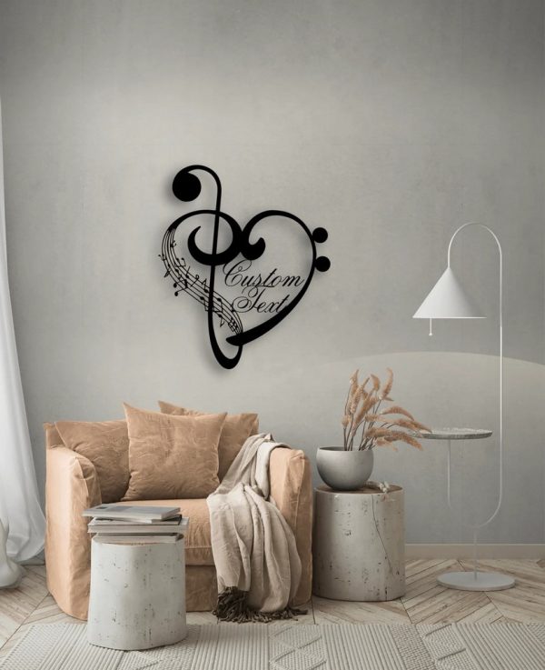 Music Notes Metal Art Personalized Metal Name Sign Decor Room Gift for Music Lover