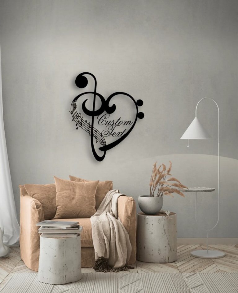 Music Notes Metal Art Personalized Metal Name Sign Decor Room Gift for