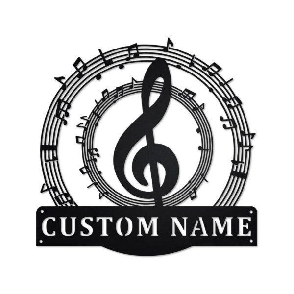 Music Notes Metal Art Personalized Metal Name Sign Music Room Decor Gift for Music Teacher