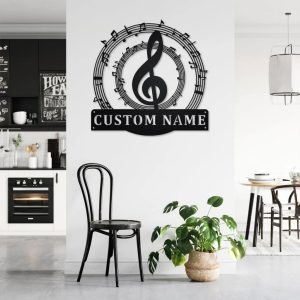 Music Notes Metal Art Personalized Metal Name Sign Music Room Decor Gift for Music Teacher 2