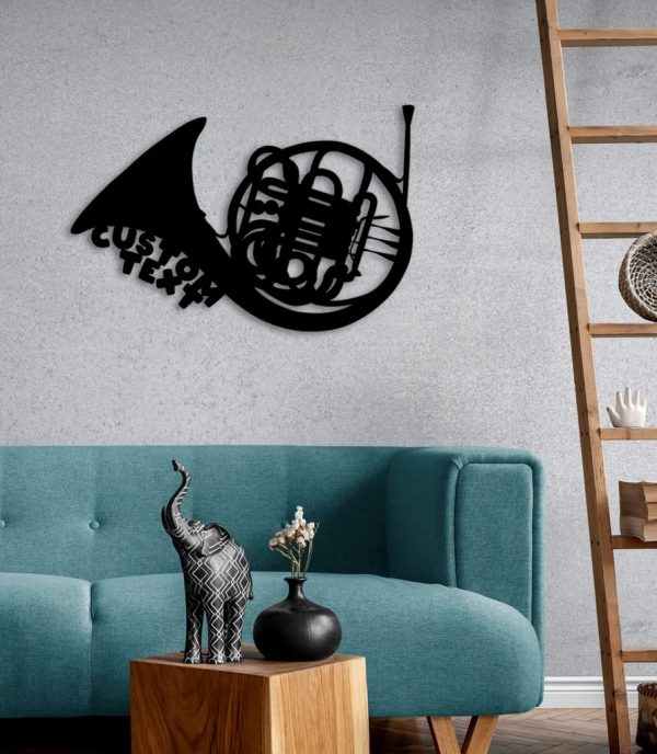 Music Theme Personalized French Horn Metal Sign Wall Decor Home Gift for Music Lover