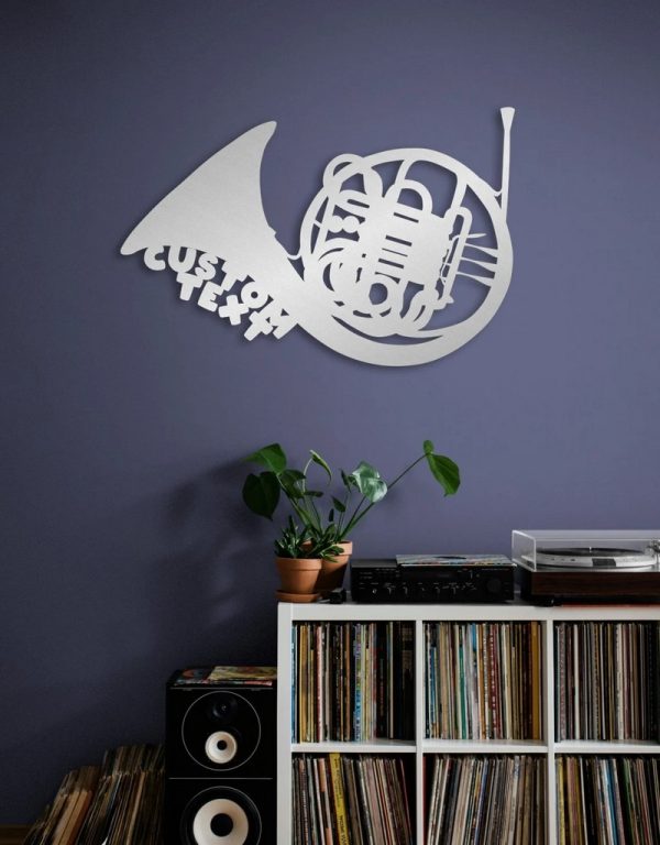 Music Theme Personalized French Horn Metal Sign Wall Decor Home Gift for Music Lover