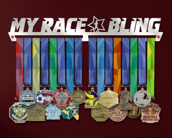 My Race Bling Running Medal Hanger Display Wall Rack Frame for Man Runner