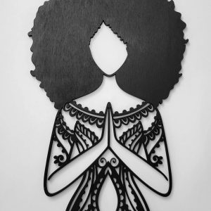 Namaste Afro Girl Metal Wall Art Laser Cut Metal Sign Yoga Room Decor Gift for Women 2
