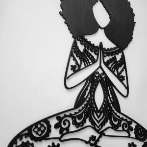 Namaste Afro Girl Metal Wall Art Laser Cut Metal Sign Yoga Room Decor Gift for Women 3