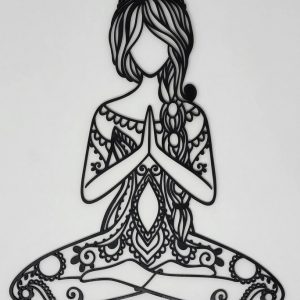 Namaste Girl Metal Wall Art Laser Cut Metal Sign Yoga Room Decor Gift for Women 1