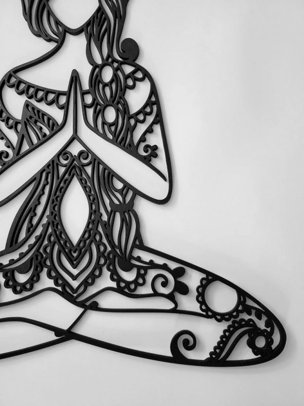 Namaste Girl Metal Wall Art Laser Cut Metal Sign Yoga Room Decor Gift for Women