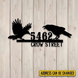 Old Crow Ranch Customized Address Sign Crow Metal Sign Power Coated Laser Cut 1