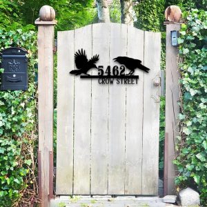 Old Crow Ranch Customized Address Sign Crow Metal Sign Power Coated Laser Cut 2