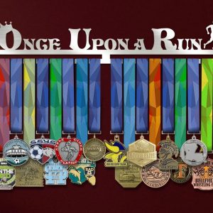 Once Upon A Run Medal Hanger Display Wall Rack Frame Motivational for Runner