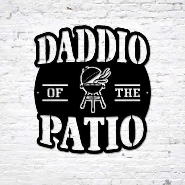 Personalized Daddio Of The Patio Funny BBQ Metal Sign Backyard Grill Gift for Dad