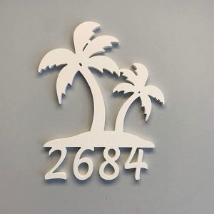 Personalized Palm Trees House Numbers Metal Beach House Number Plaque Housewarming Gift Outdoor Wreath Decor Sign