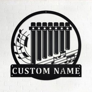 Pan Flute Musical instrument Metal Art Personalized Metal Name Sign Music Room Decor 1