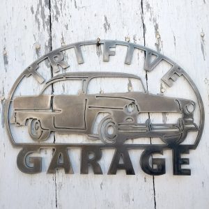 Personalized 1955s Tri Five Car Garage Metal Name Sign Home Decor Gift for Truck Drivers 1