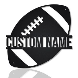 Personalized American Football Ball Metal Sign Wall Art Custom Name Rugby Signs Decor
