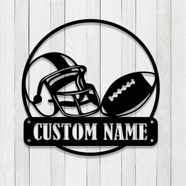 Personalized American Football Helmet metal sign Wall Art Gift for Football Player