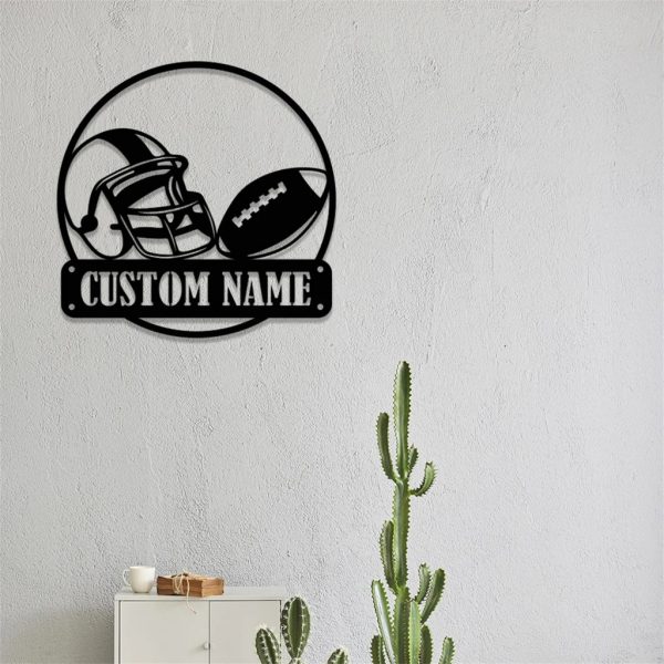 Personalized American Football Helmet metal sign Wall Art Gift for Football Player