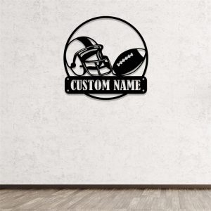 Personalized American Football Helmet metal sign Wall Art Gift for Football Player 4