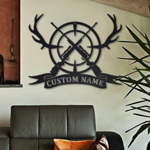 Personalized Antler Deer Hunting Metal Sign Custom Hunter Name Signs Decor Home 2