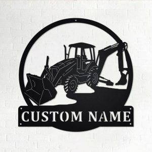 Personalized Backhoe Truck Metal Name Sign Home Decor Gift for Truck Drivers 1