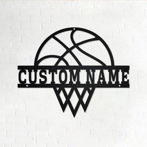Personalized Basketball Basket Metal Sign Wall Decor Home Gift for Player