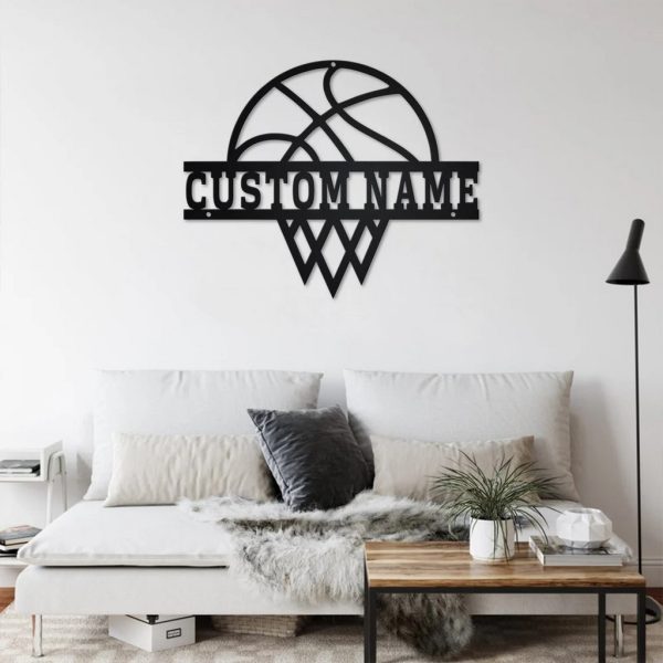 Personalized Basketball Basket Metal Sign Wall Decor Home Gift for Player
