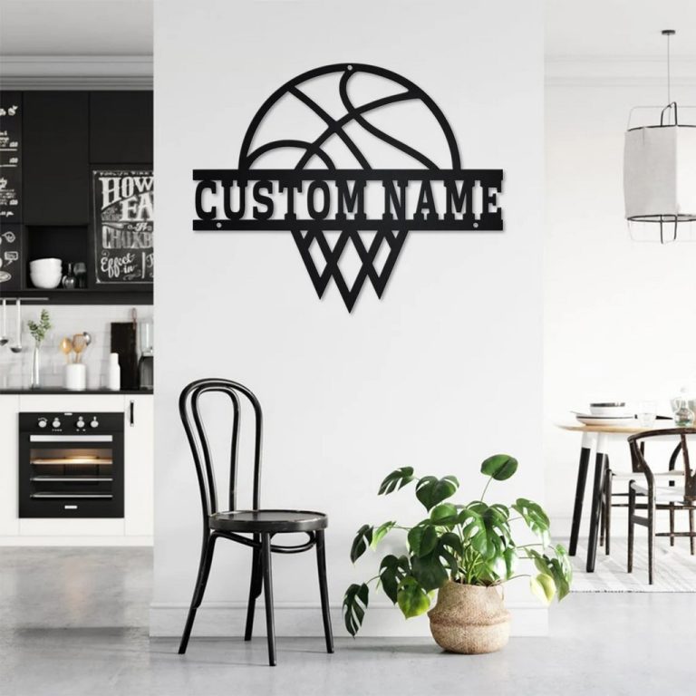 Personalized Basketball Basket Metal Sign Wall Decor Home Gift for