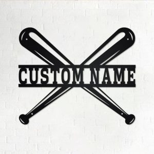 Personalized Baseball Bat Metal Sign Wall Art Decor Room Gift for Player
