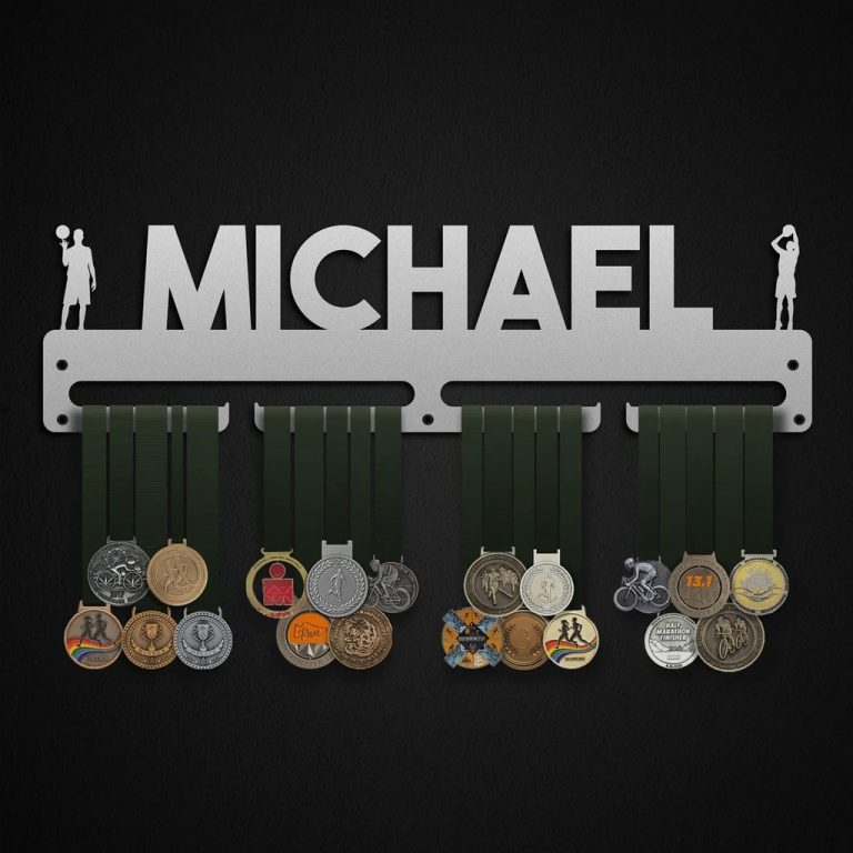 Personalized Basketball Medal Hanger Display Wall Rack Frame Gift for