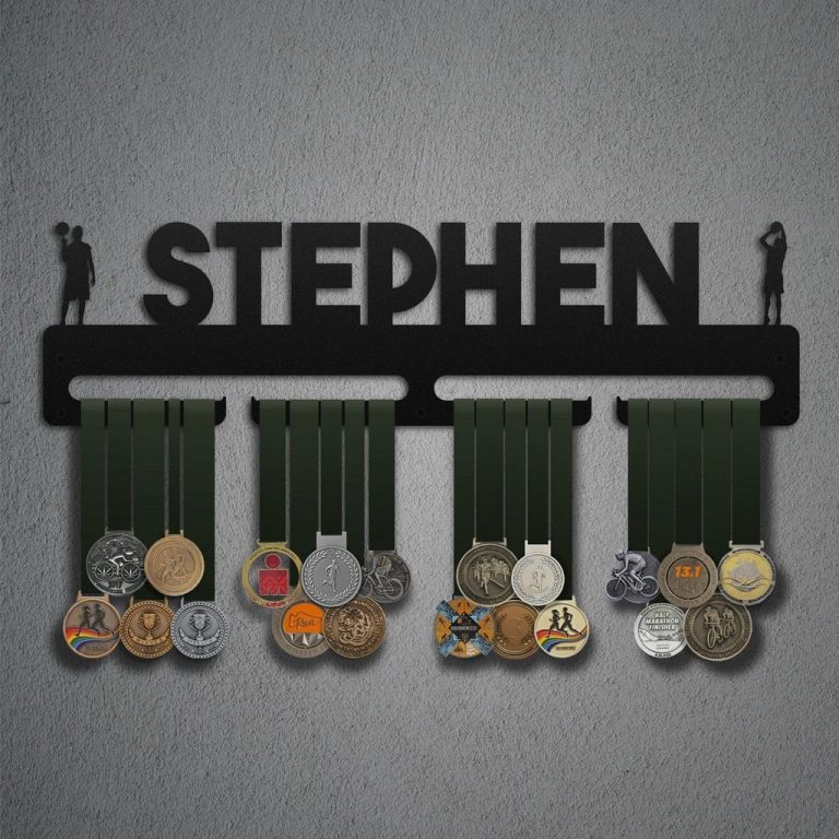 Personalized Basketball Medal Hanger Display Wall Rack Frame Gift for