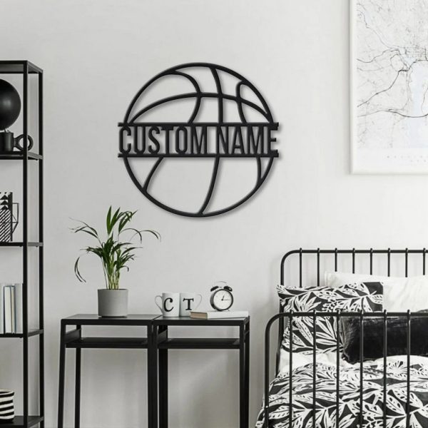 Personalized Basketball Metal Wall Art Custom Name Sign Decor Home