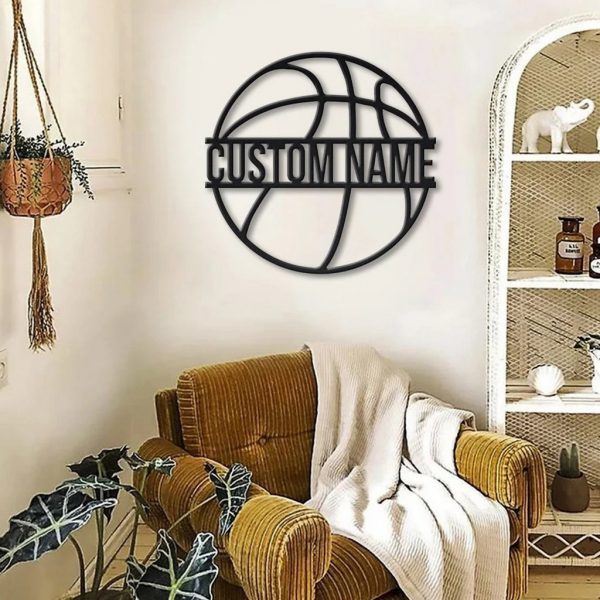 Personalized Basketball Metal Wall Art Custom Name Sign Decor Home